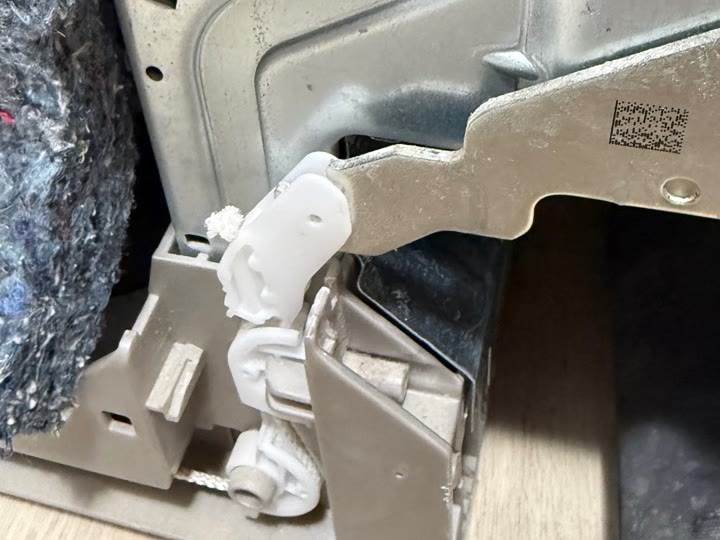 Lower side mechanism exposed on Bosch dishwasher SHPM78Z55N/22 during component inspection in Fremont