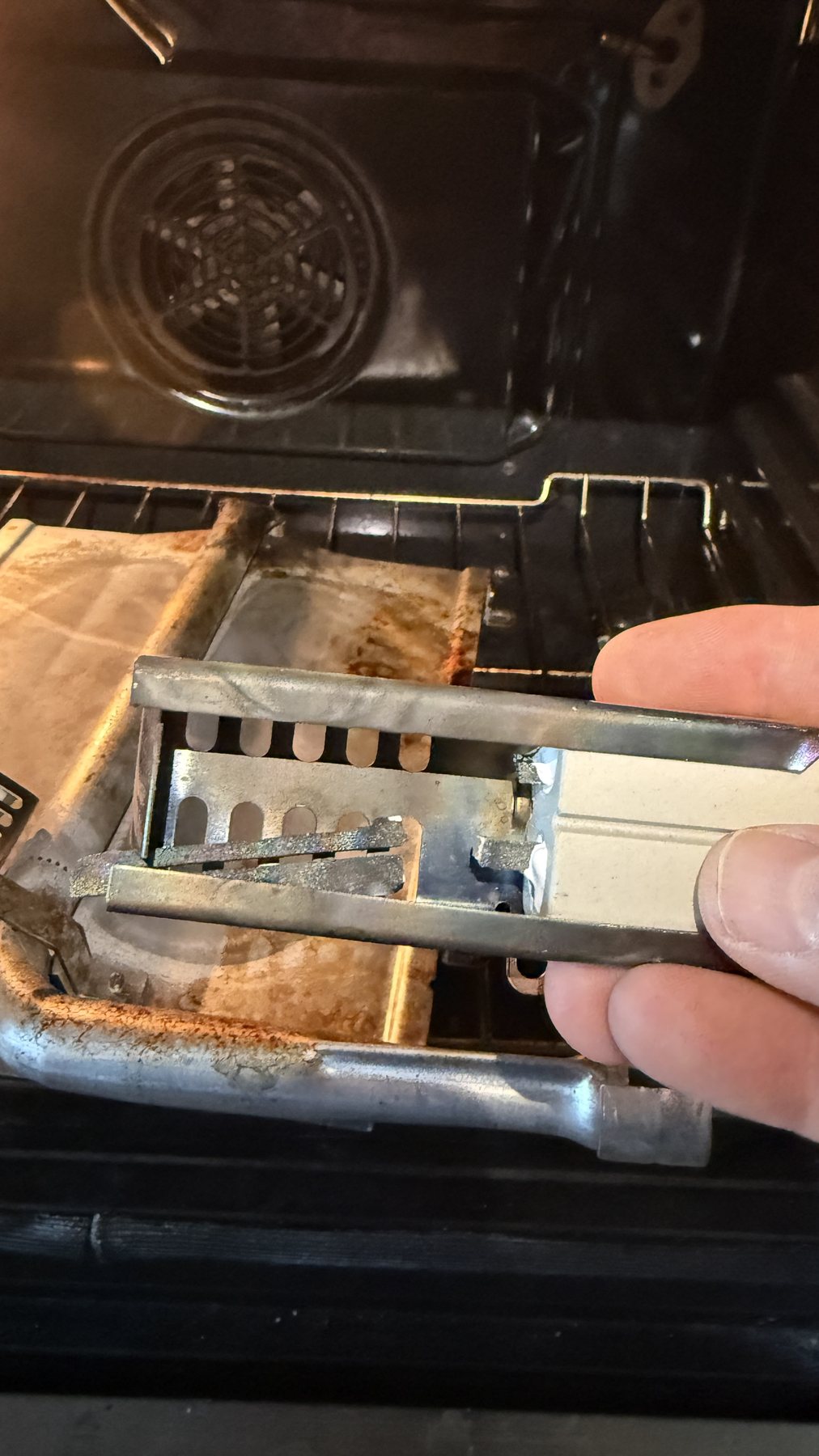 Bosch oven broil burner and igniter assembly removed in Fremont