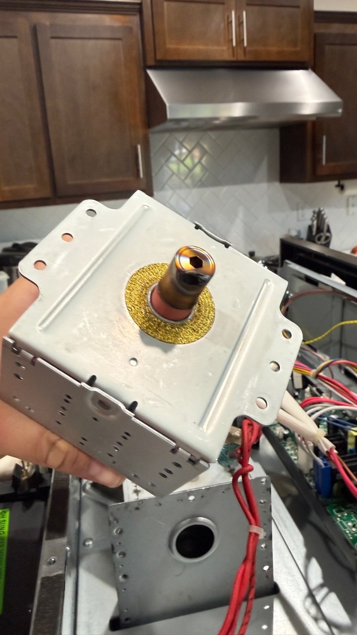 Burned magnetron antenna cap from a sparking Thermador microwave in Alamo CA