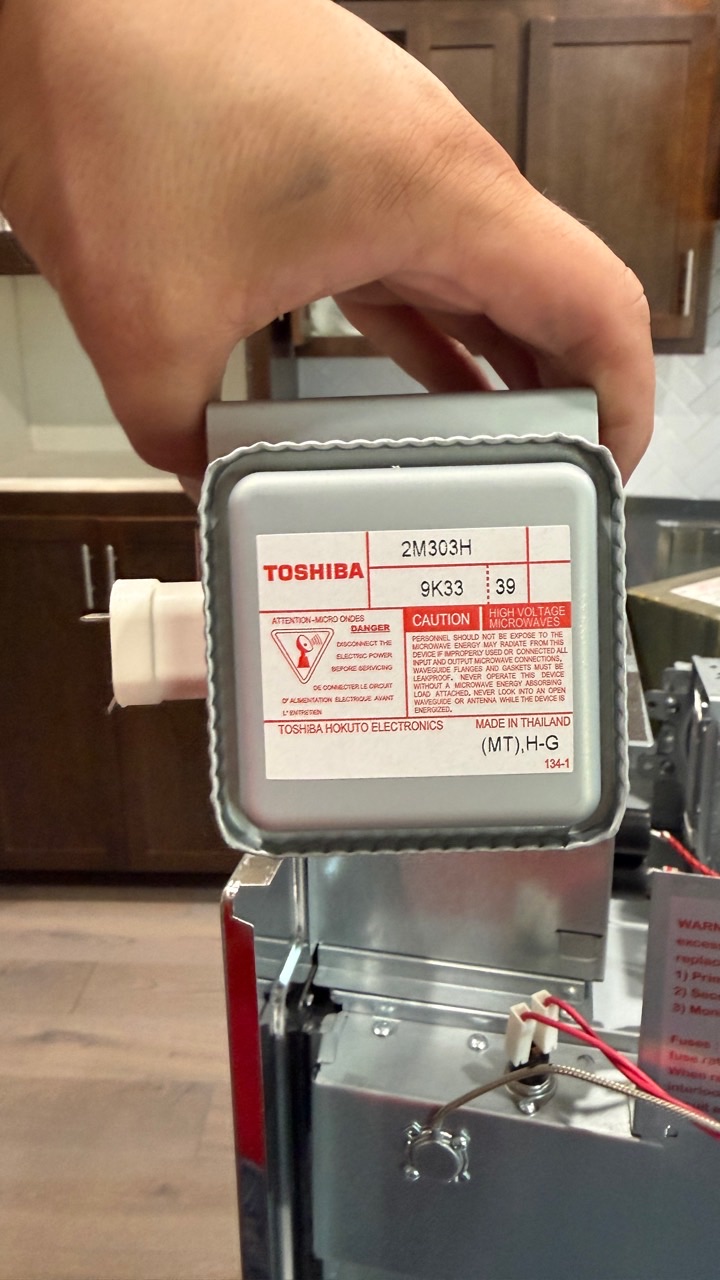 Failed Toshiba 2M303H magnetron removed from Thermador microwave in Alamo CA