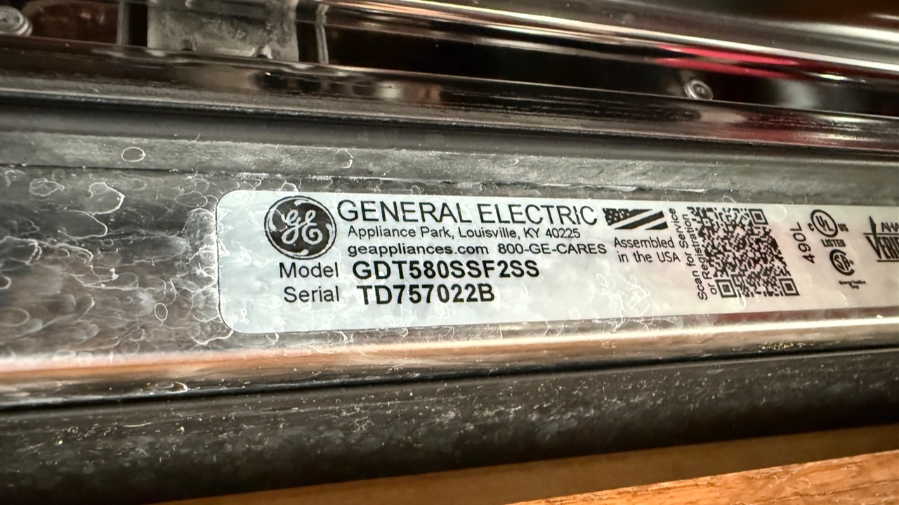 GE dishwasher model GDT580SSF2SS serial TD757022B label in Fremont CA