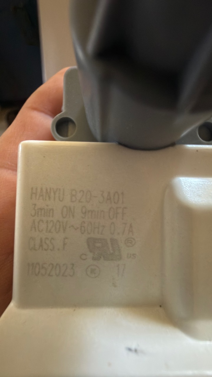 HANNU B20-3A01 drain pump marking from Samsung dishwasher repair in Pleasanton CA